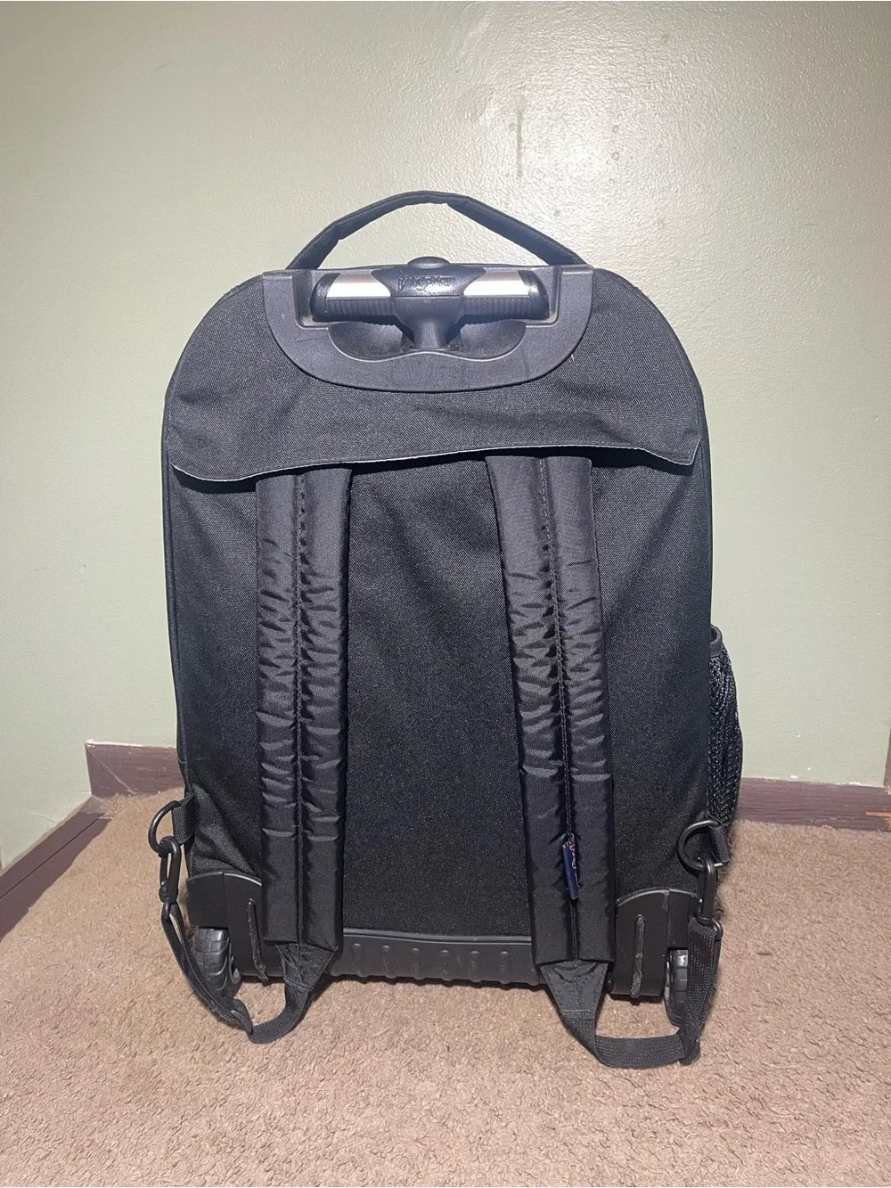 Jansport Black Rolling Backpack with Telescopic Handle